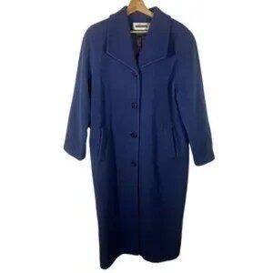 Kristen Blake Cashmere Wool Blend Fully Lined Long Coat Women 14 Blue Classic